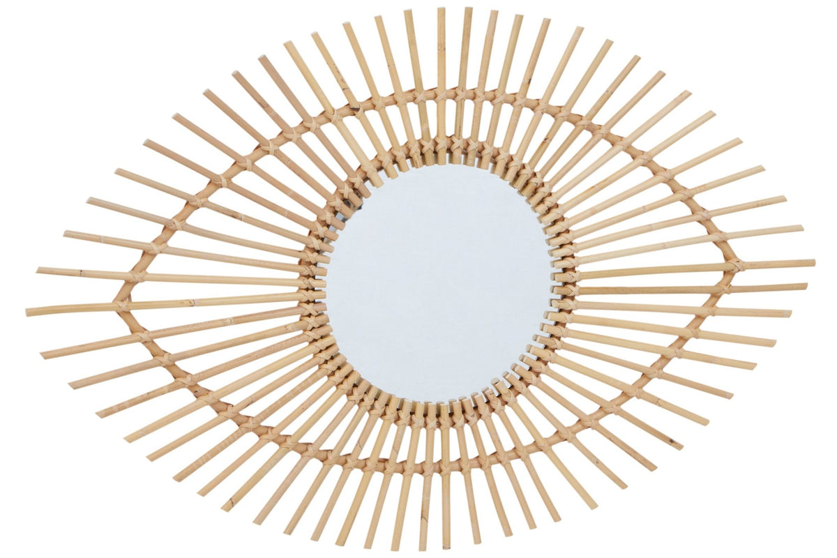Mataram Natural Rattan Eye Shape Wall Mirror | Luxury Home Accessories | Heulog Glow