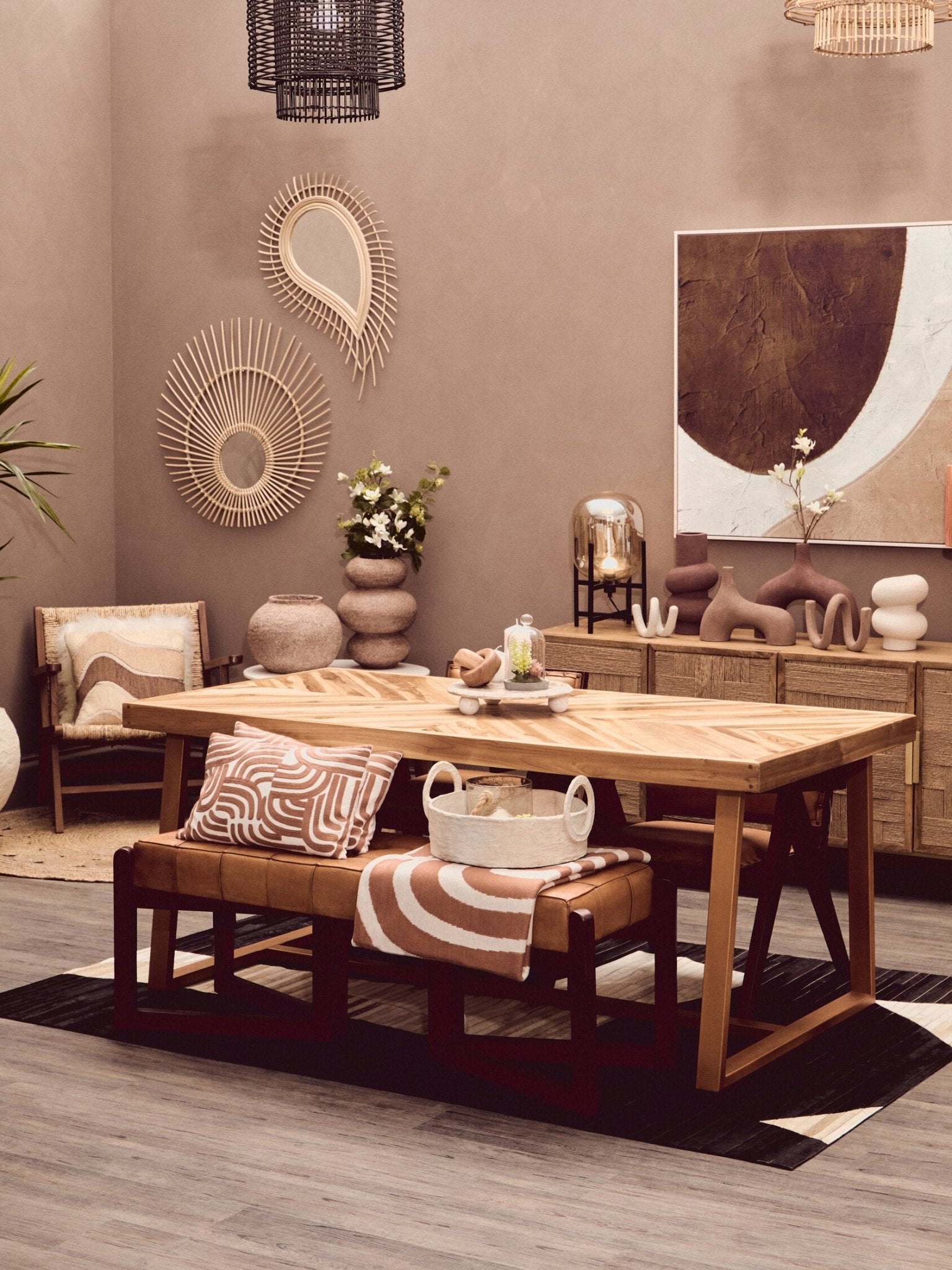 Mataram Teardrop Natural Rattan Wall Mirror | Luxury Home Accessories | Heulog Glow