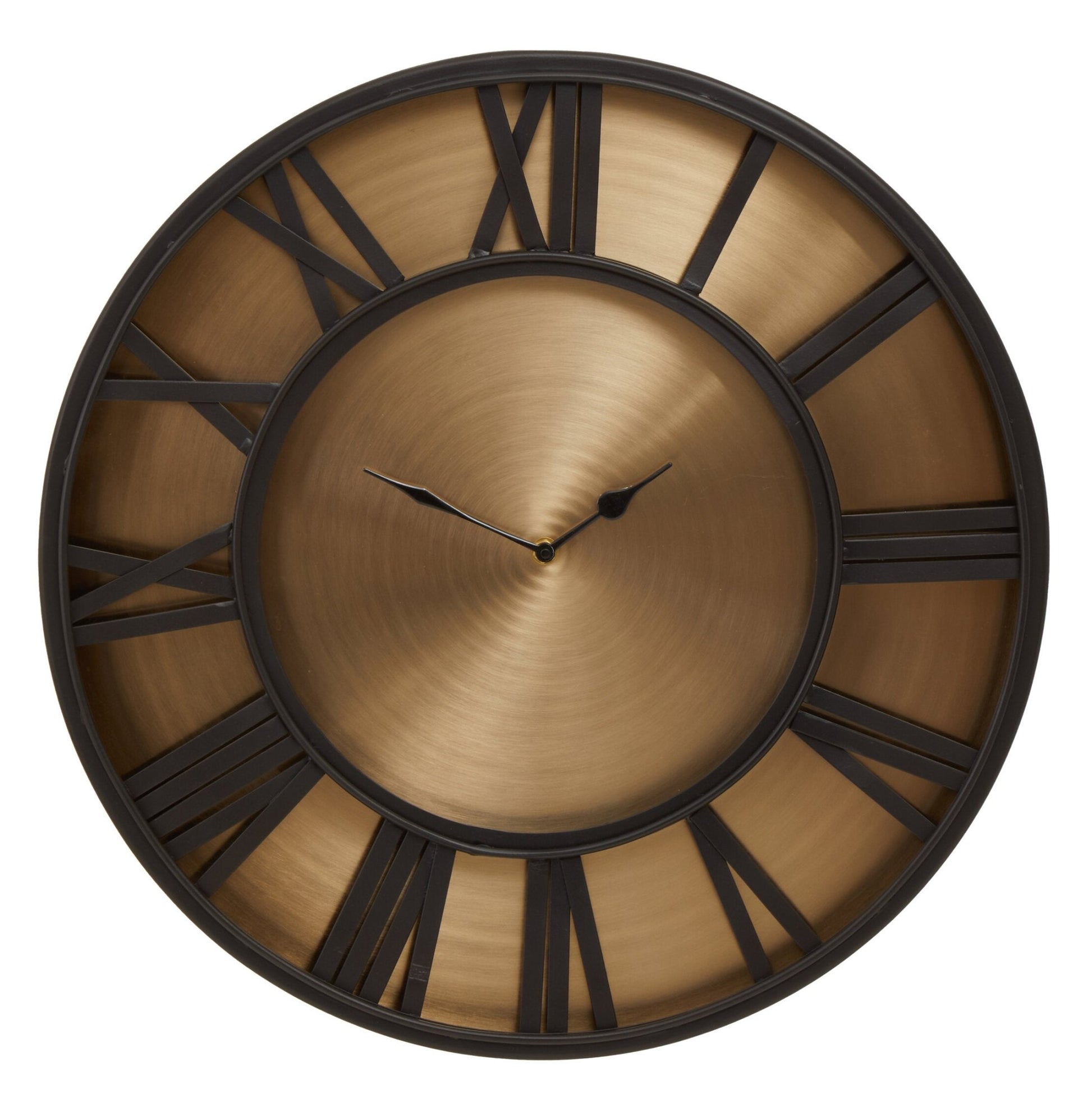 Mateo 51cm Dia Black and Antique Gold Large Wall Clock | Luxury Home Accessories | Heulog Glow