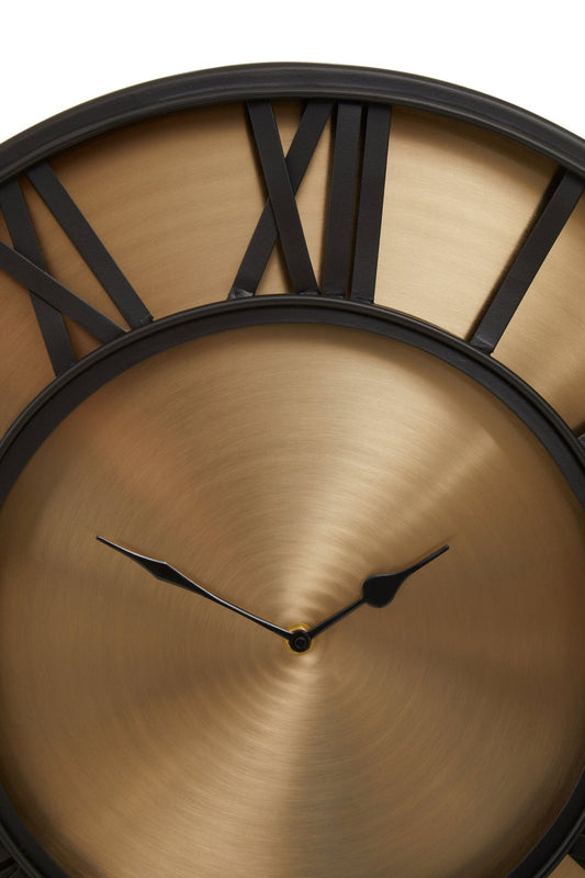 Mateo 51cm Dia Black and Antique Gold Large Wall Clock | Luxury Home Accessories | Heulog Glow