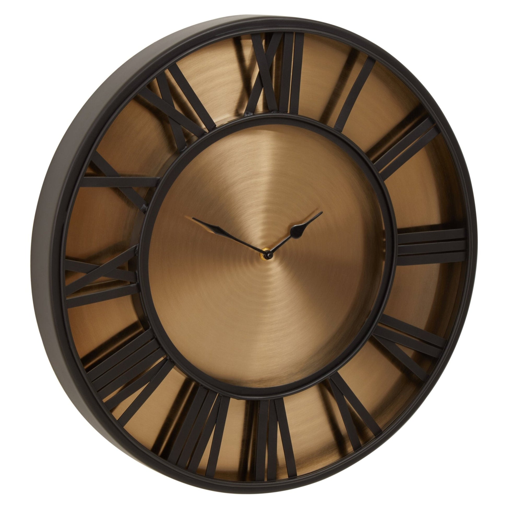 Mateo 51cm Dia Black and Antique Gold Large Wall Clock | Luxury Home Accessories | Heulog Glow