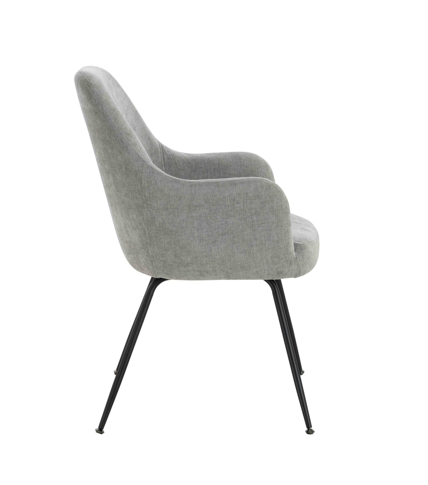 Maxwell Set of 2 Light Grey Textured Fabric Dining Chairs with Arms | Luxury Home Accessories | Heulog Glow