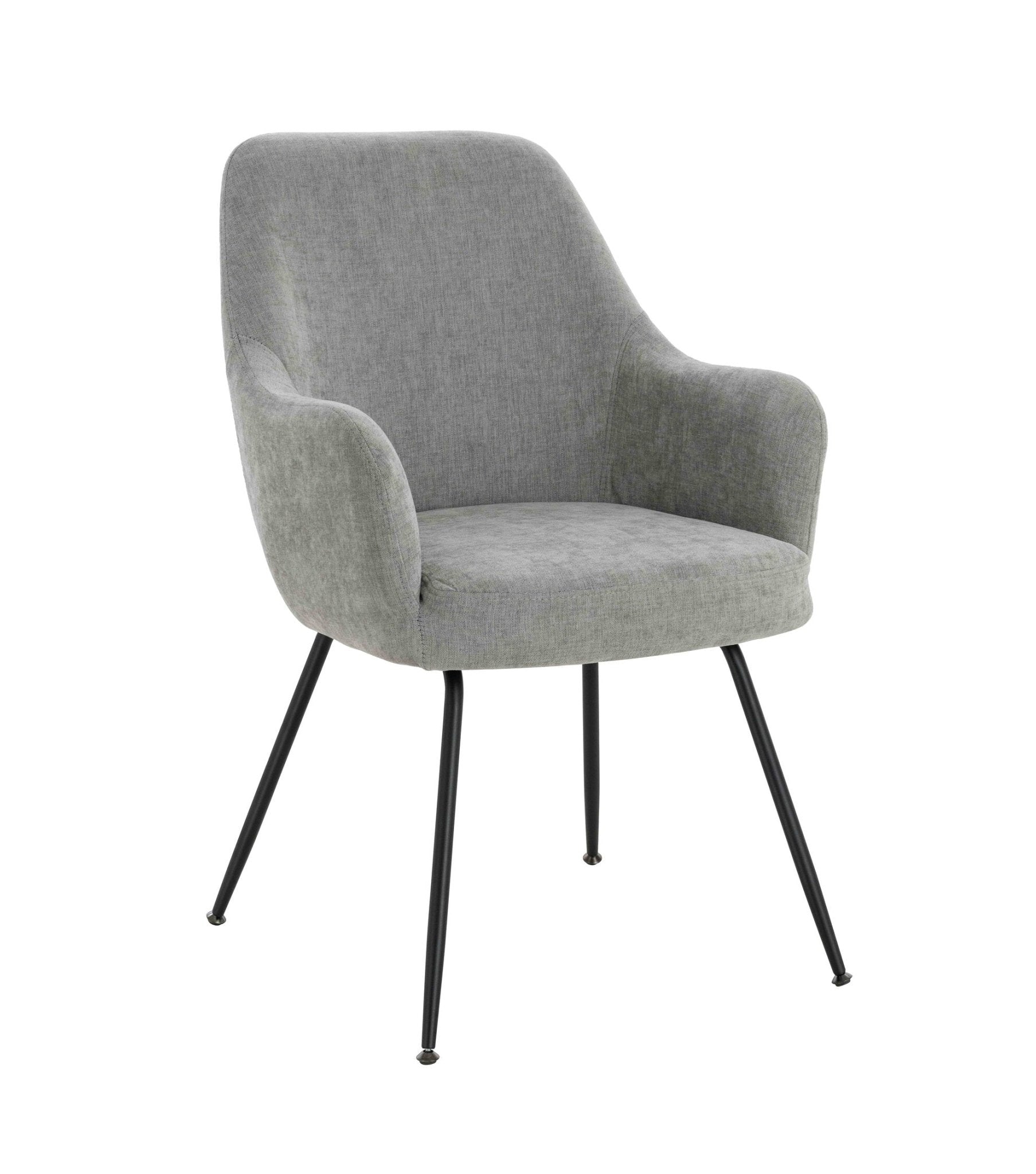 Maxwell Set of 2 Light Grey Textured Fabric Dining Chairs with Arms | Luxury Home Accessories | Heulog Glow