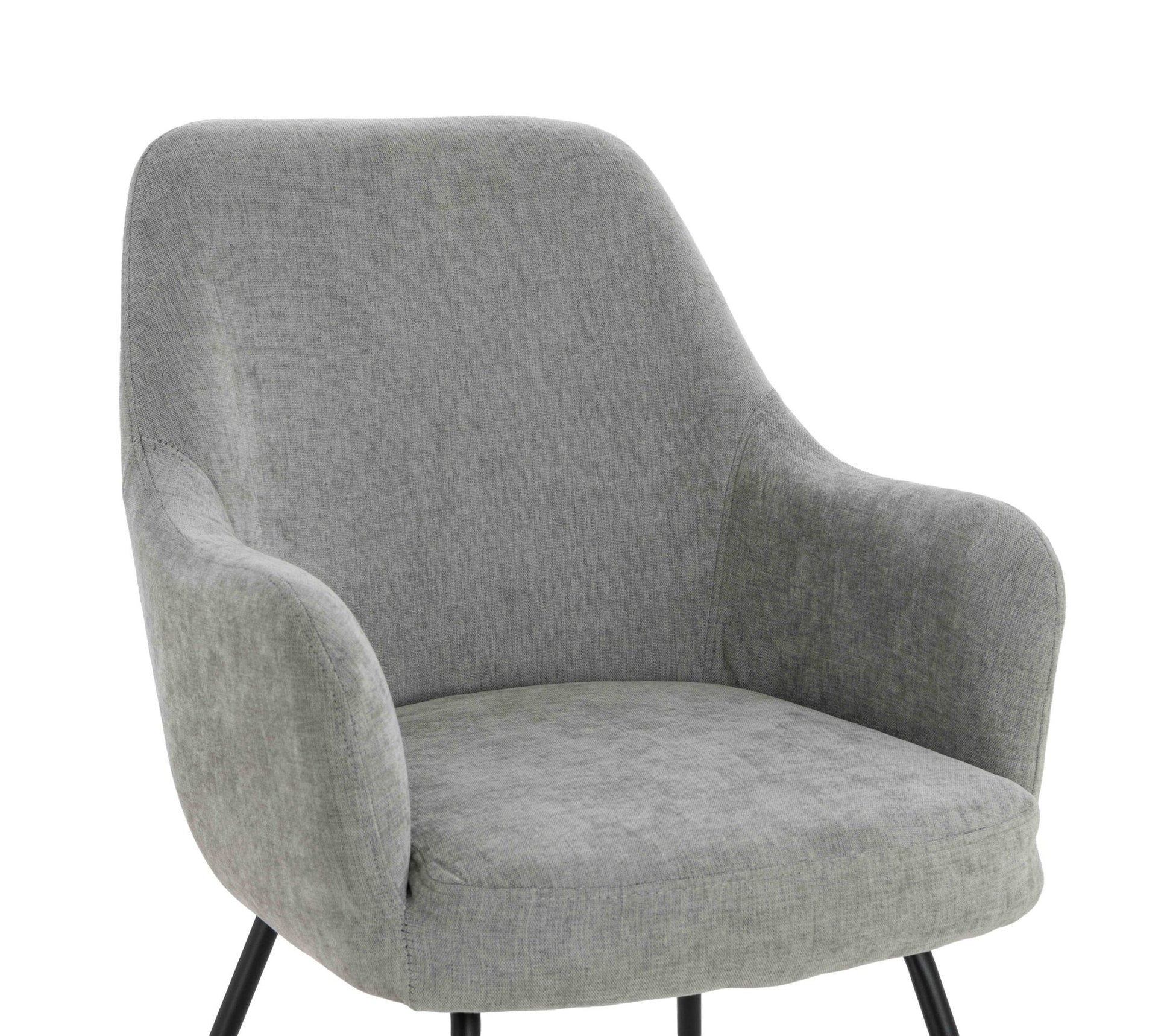 Maxwell Set of 2 Light Grey Textured Fabric Dining Chairs with Arms | Luxury Home Accessories | Heulog Glow