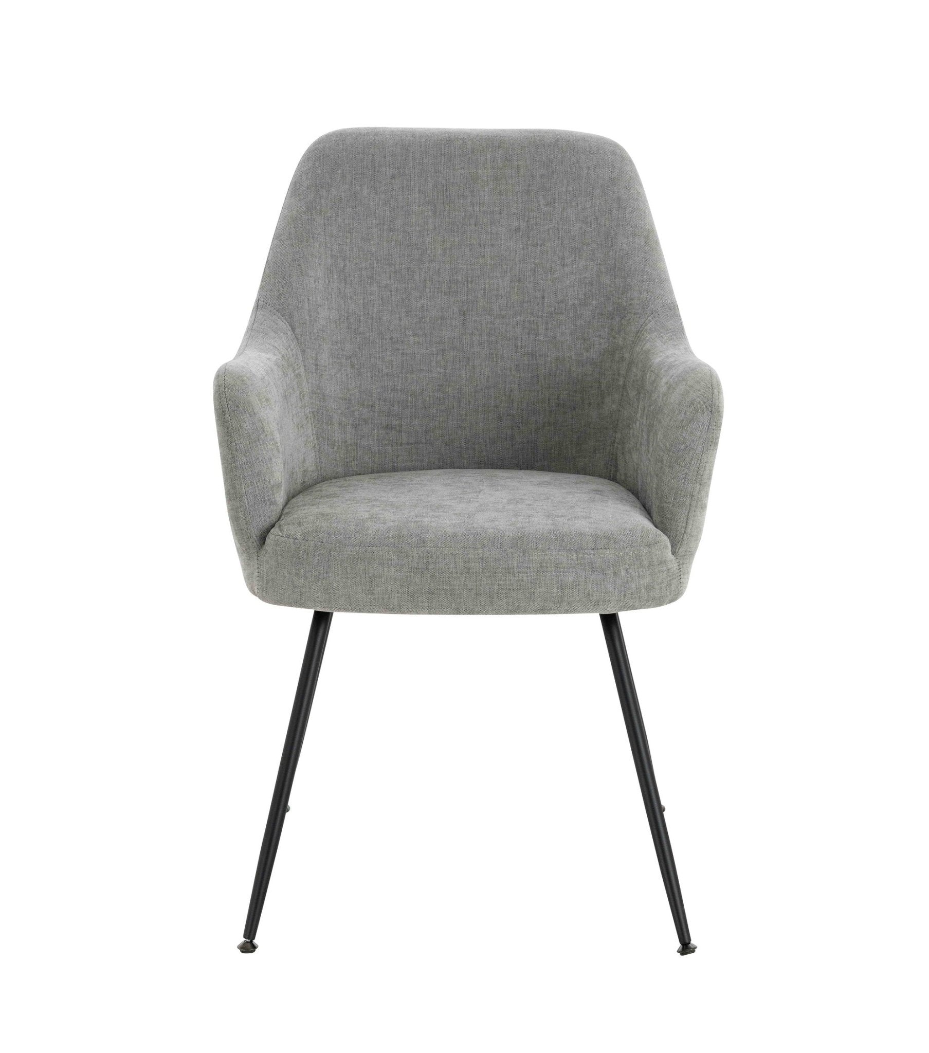 Maxwell Set of 2 Light Grey Textured Fabric Dining Chairs with Arms | Luxury Home Accessories | Heulog Glow