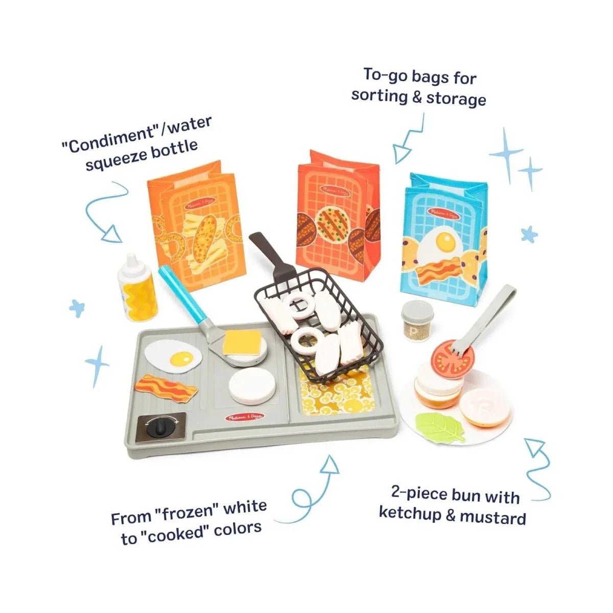 Melissa & Doug Flip & Fry Grill Play Set | Luxury Home Accessories | Heulog Glow