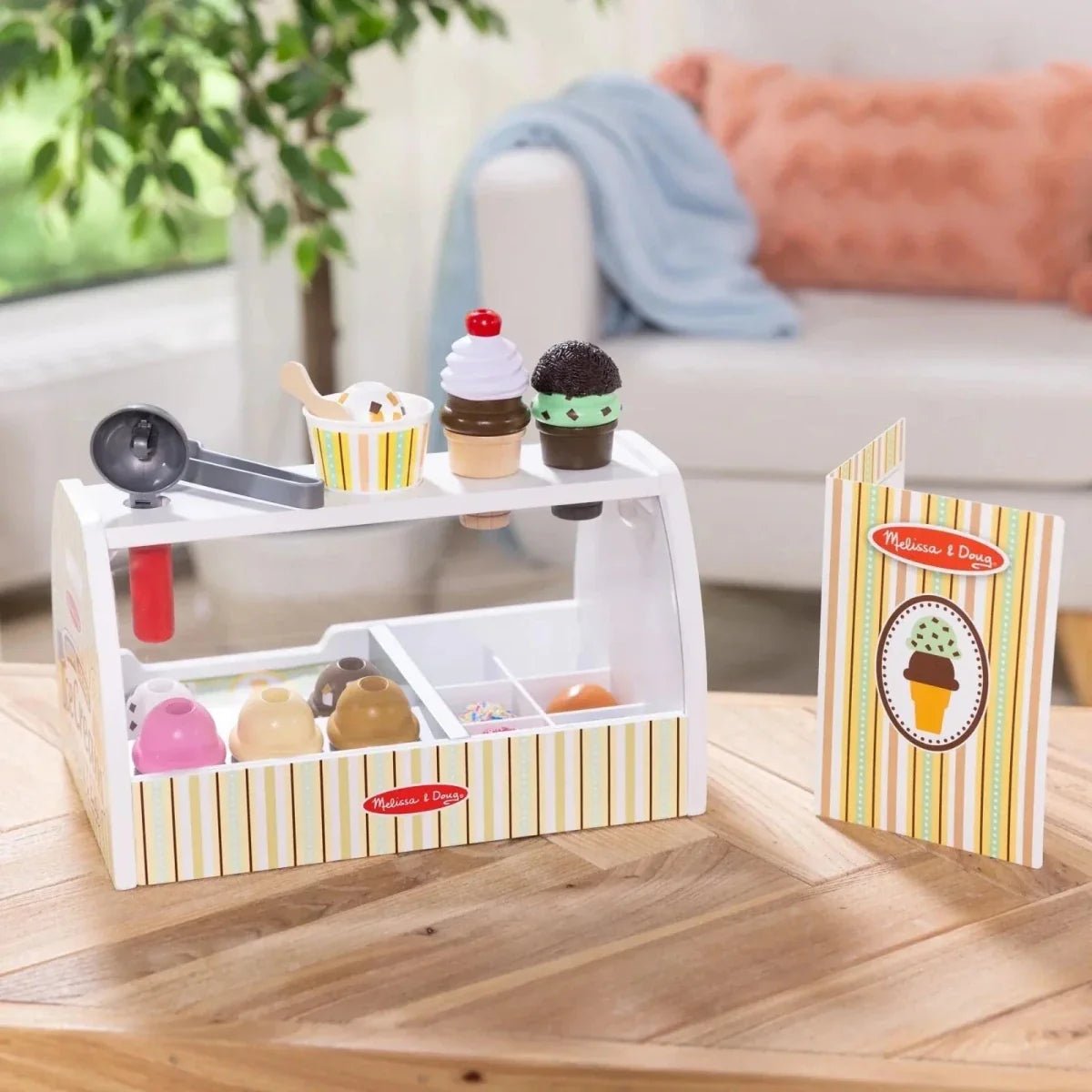 Melissa & Doug Wooden Ice Cream Counter Play Set | Luxury Home Accessories | Heulog Glow