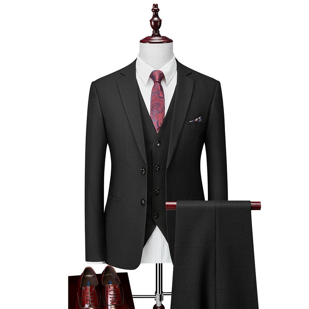 Men's Business Casual Plaid Slim Fit Suit Three-piece Suit | Luxury Home Accessories | Heulog Glow