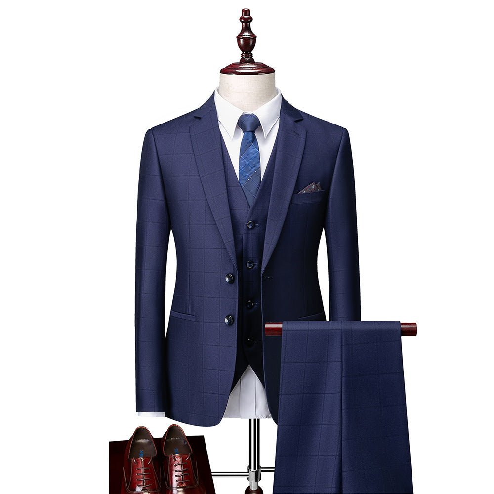 Men's Business Casual Plaid Slim Fit Suit Three-piece Suit | Luxury Home Accessories | Heulog Glow