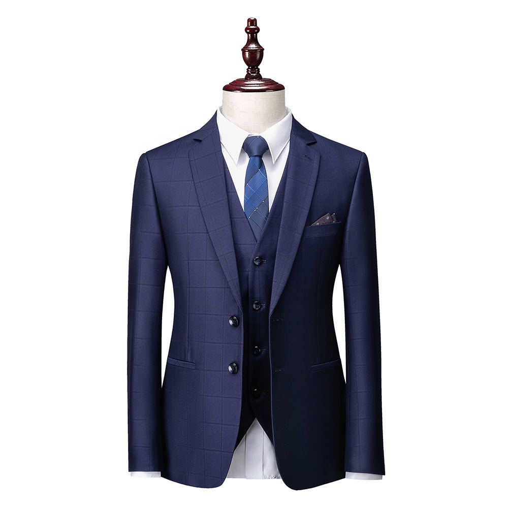 Men's Business Casual Plaid Slim Fit Suit Three-piece Suit | Luxury Home Accessories | Heulog Glow
