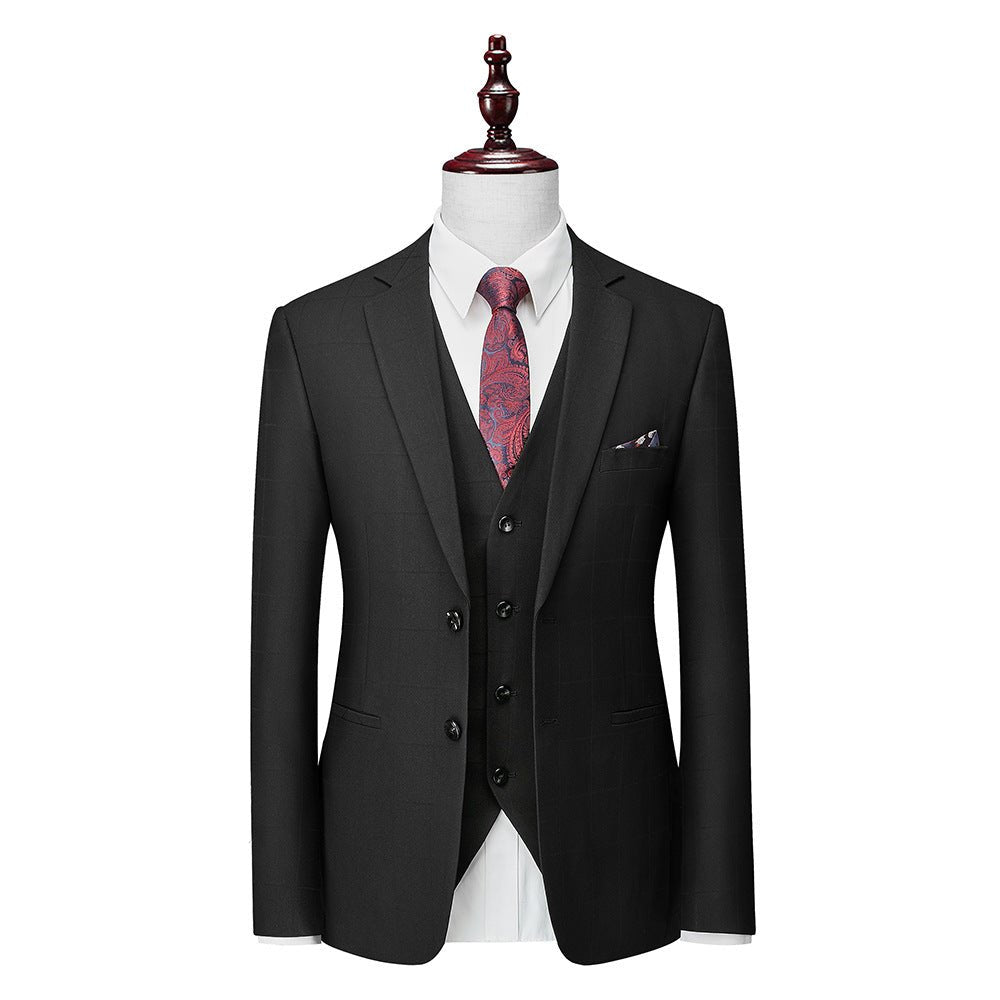 Men's Business Casual Plaid Slim Fit Suit Three-piece Suit | Luxury Home Accessories | Heulog Glow