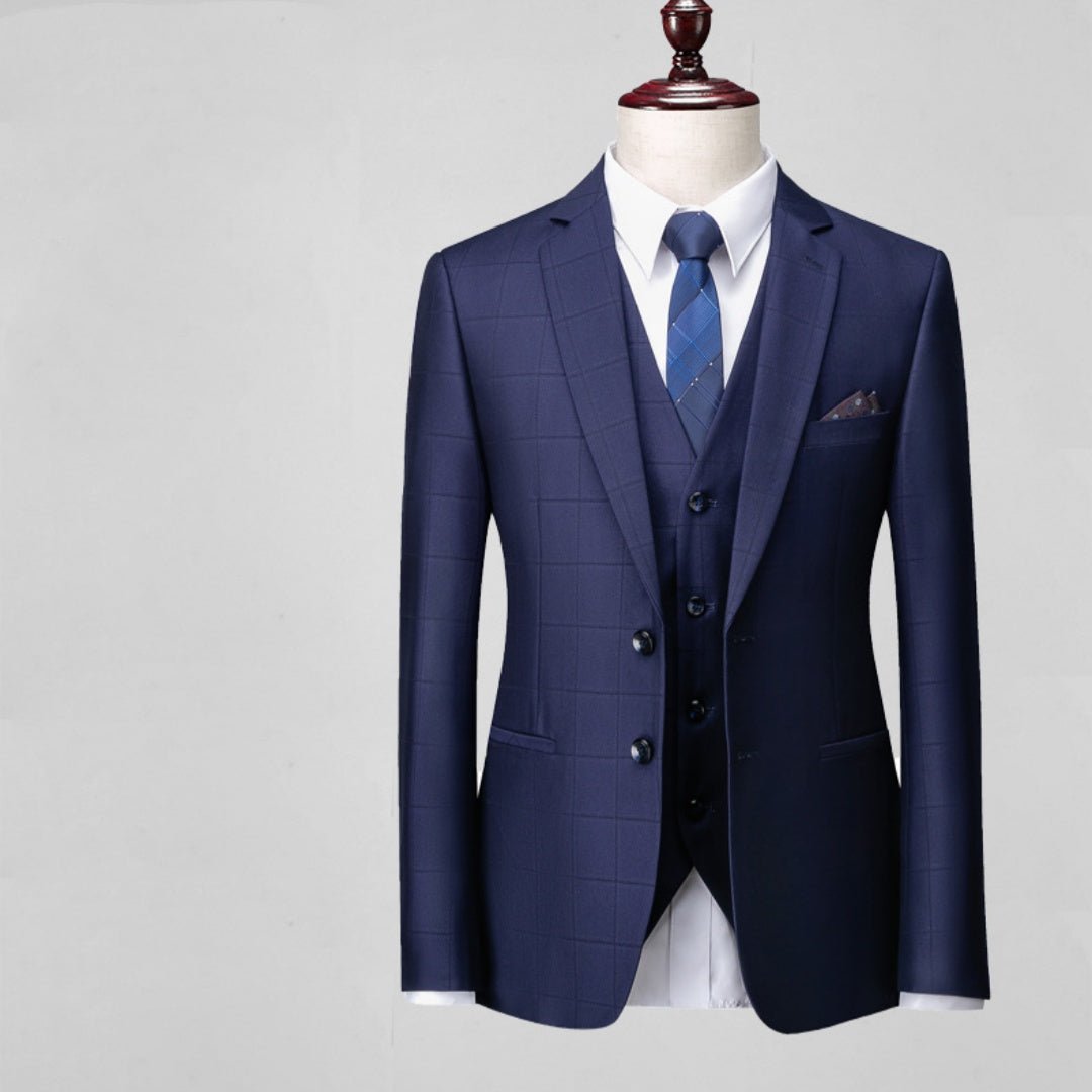 Men's Business Casual Plaid Slim Fit Suit Three-piece Suit | Luxury Home Accessories | Heulog Glow