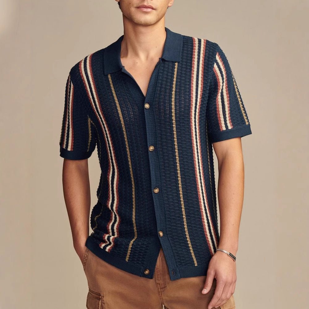 Men's Casual Hollow-out Knitted POLO Cardigan | Luxury Home Accessories | Heulog Glow
