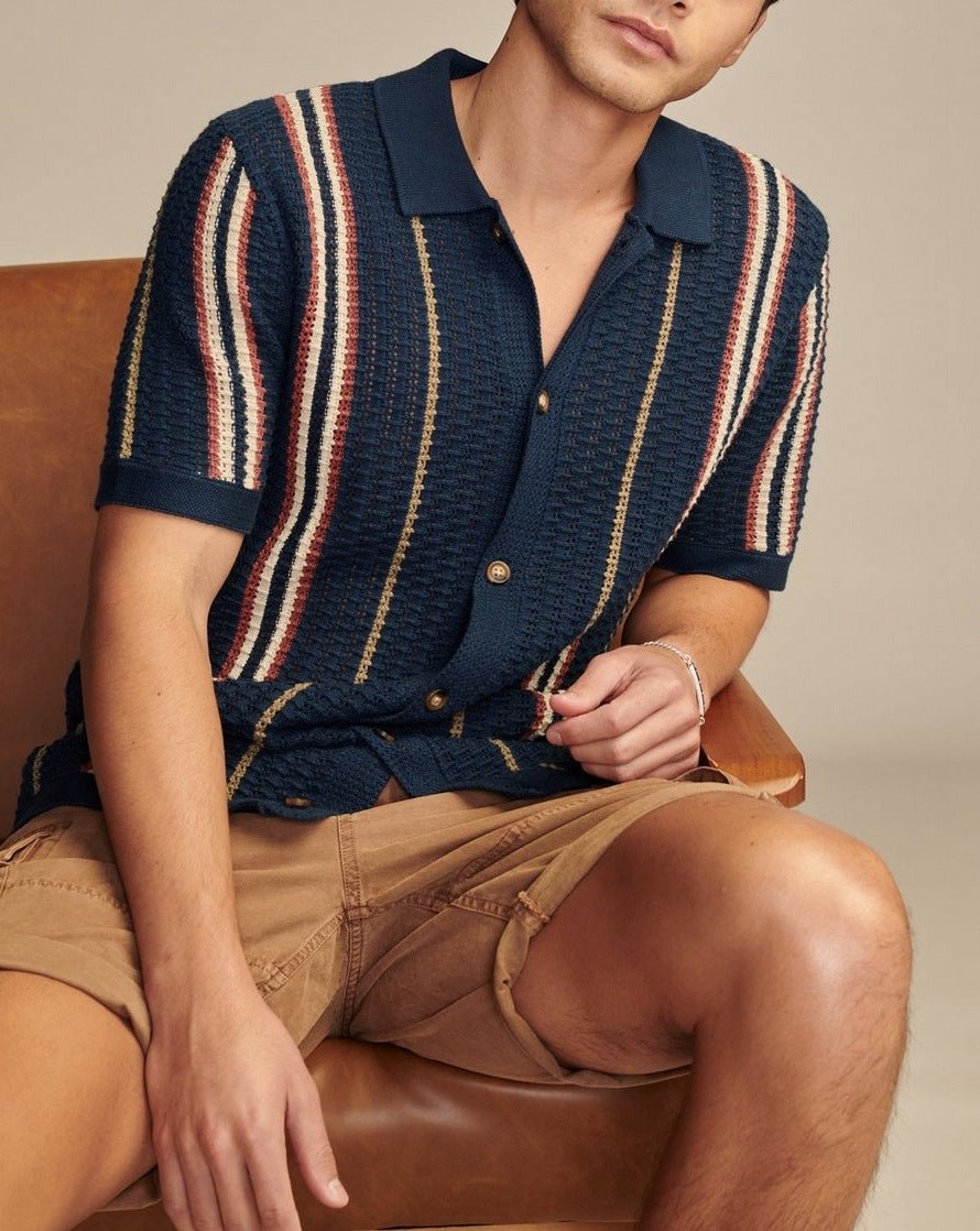Men's Casual Hollow-out Knitted POLO Cardigan | Luxury Home Accessories | Heulog Glow