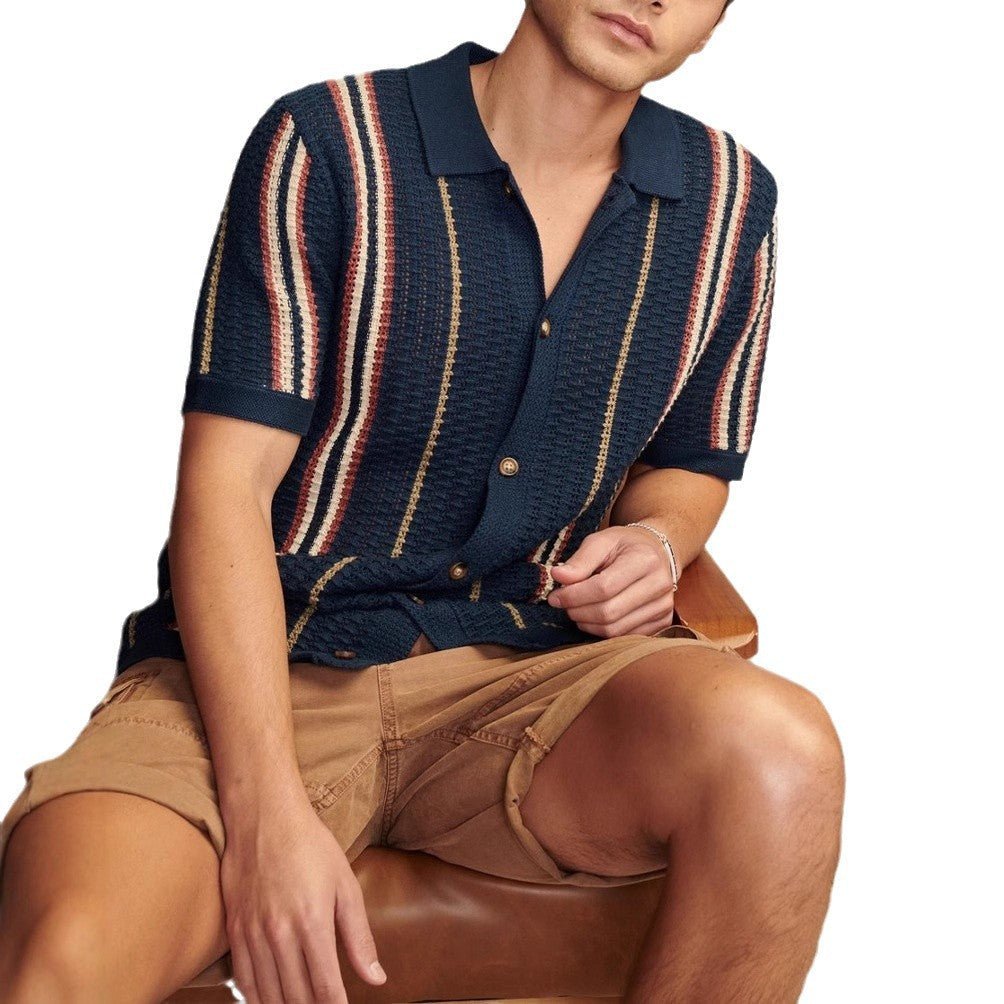 Men's Casual Hollow-out Knitted POLO Cardigan | Luxury Home Accessories | Heulog Glow
