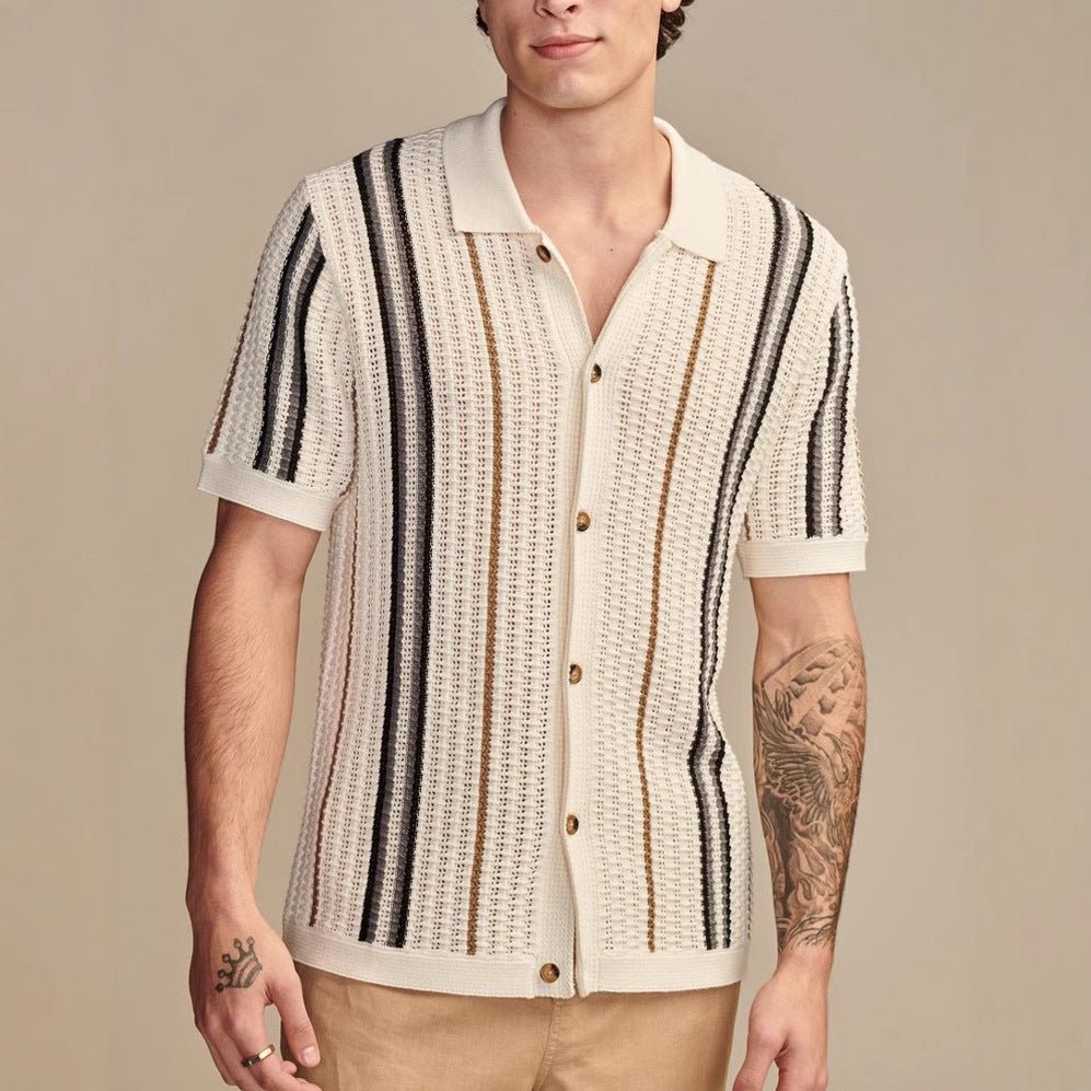 Men's Casual Hollow-out Knitted POLO Cardigan | Luxury Home Accessories | Heulog Glow