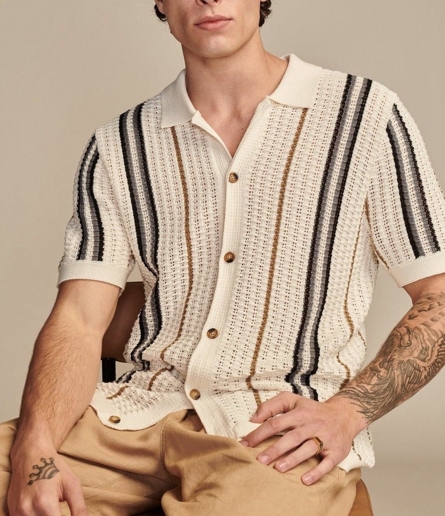 Men's Casual Hollow-out Knitted POLO Cardigan | Luxury Home Accessories | Heulog Glow