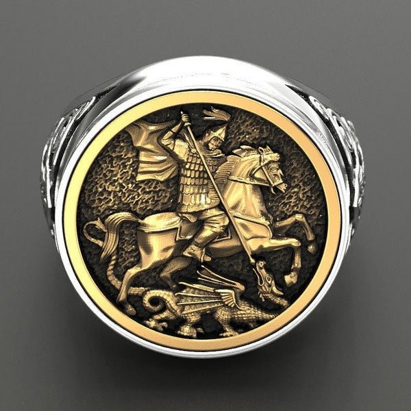 Men's Domineering Knight Silver Plated Finger Ring Day Gift | Luxury Home Accessories | Heulog Glow