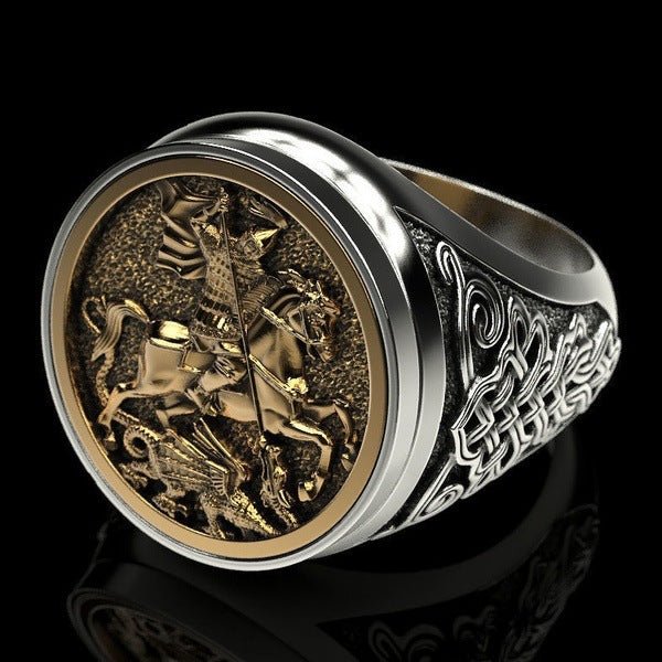 Men's Domineering Knight Silver Plated Finger Ring Day Gift | Luxury Home Accessories | Heulog Glow