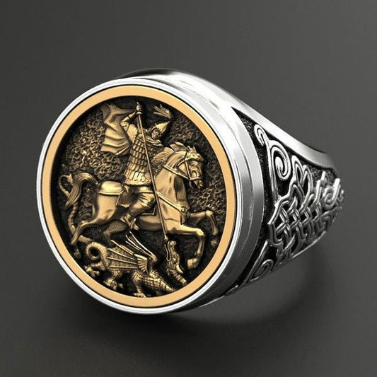 Men's Domineering Knight Silver Plated Finger Ring Day Gift | Luxury Home Accessories | Heulog Glow