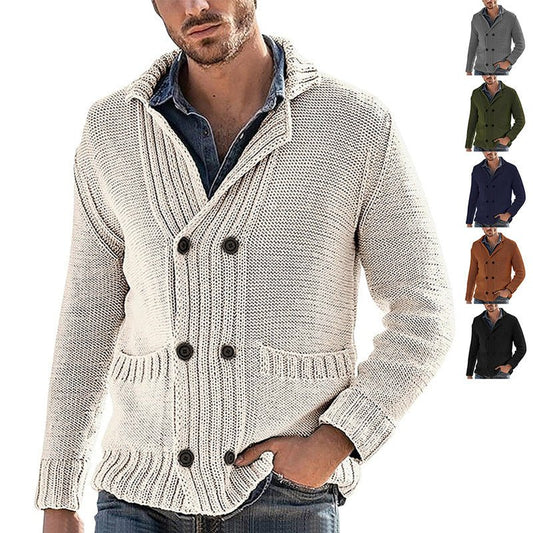 Men's Fashion Solid Color Lapel Long Sleeve Knit Jacket | Luxury Home Accessories | Heulog Glow