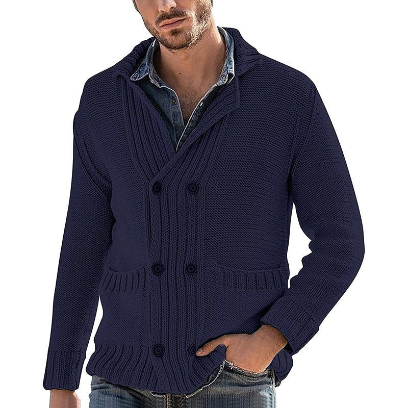 Men's Fashion Solid Color Lapel Long Sleeve Knit Jacket | Luxury Home Accessories | Heulog Glow