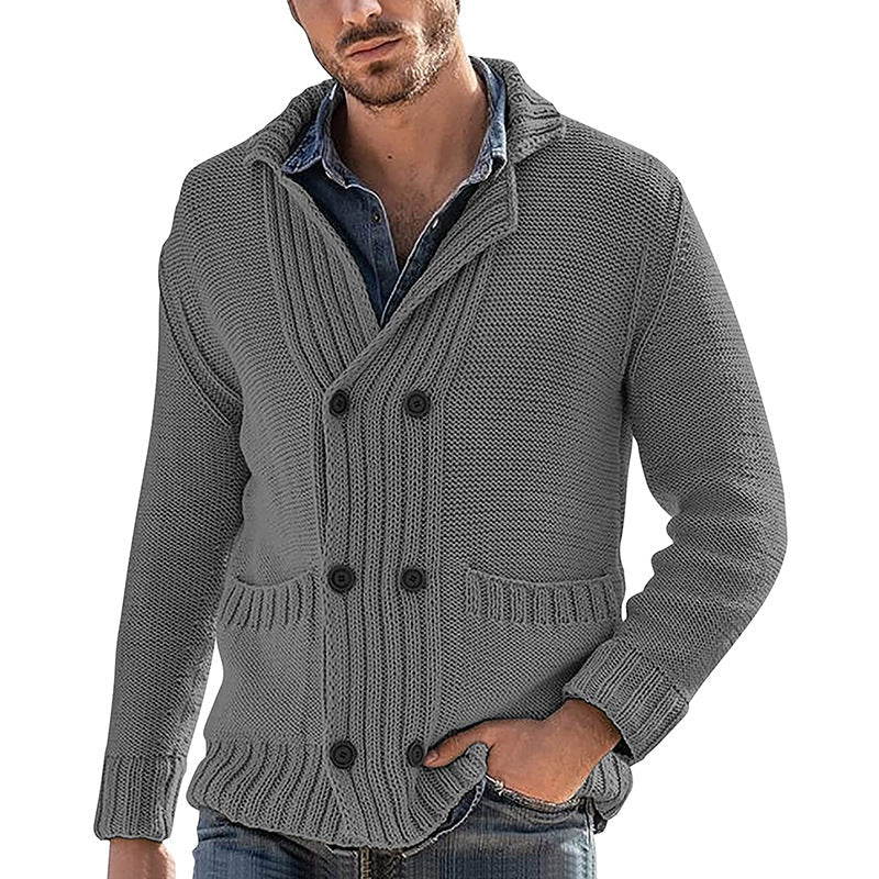 Men's Fashion Solid Color Lapel Long Sleeve Knit Jacket | Luxury Home Accessories | Heulog Glow