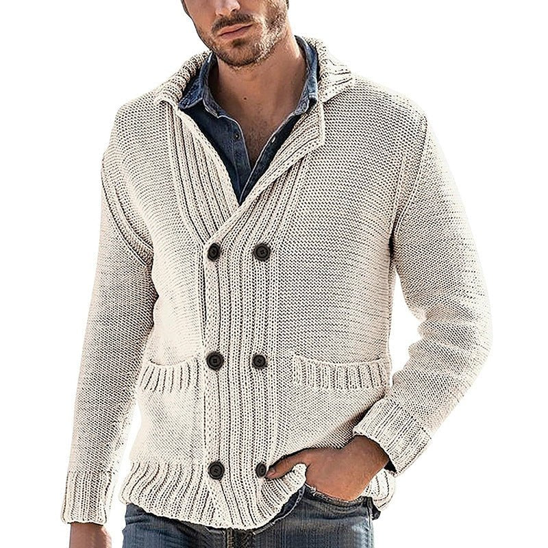 Men's Fashion Solid Color Lapel Long Sleeve Knit Jacket | Luxury Home Accessories | Heulog Glow