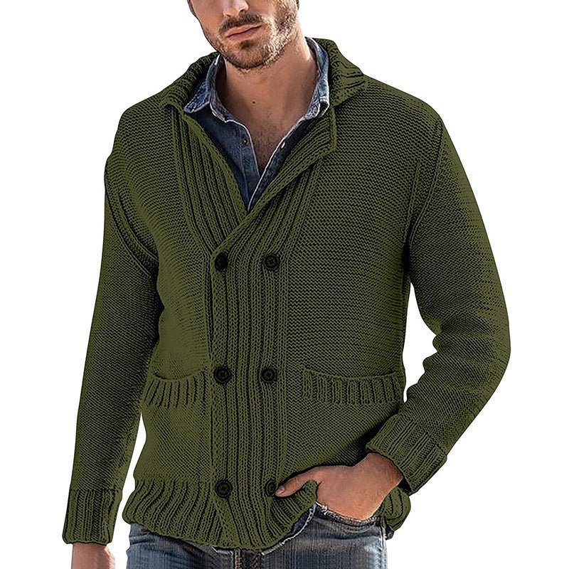 Men's Fashion Solid Color Lapel Long Sleeve Knit Jacket | Luxury Home Accessories | Heulog Glow