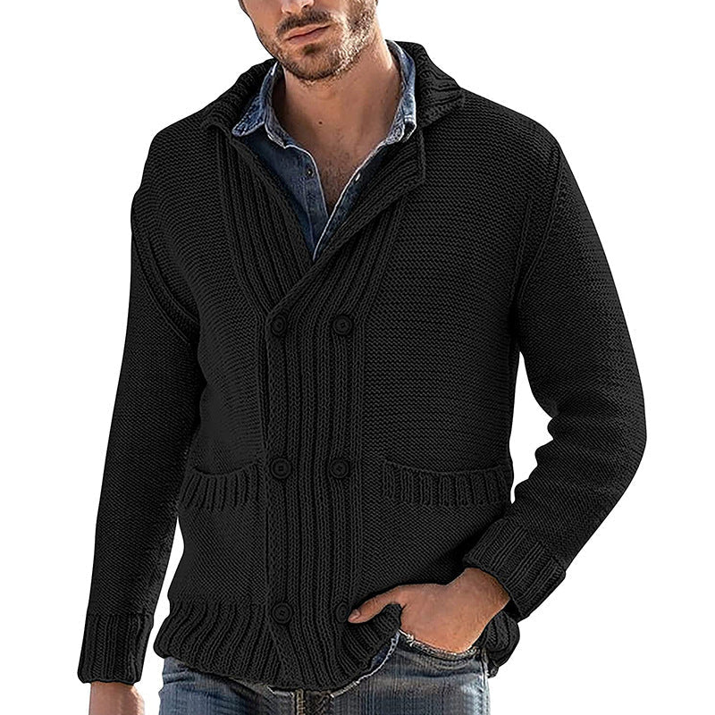 Men's Fashion Solid Color Lapel Long Sleeve Knit Jacket | Luxury Home Accessories | Heulog Glow