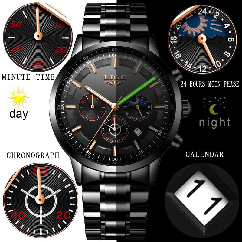 Men's Fashion Waterproof Moon Quartz Business Sports Watch | Luxury Home Accessories | Heulog Glow
