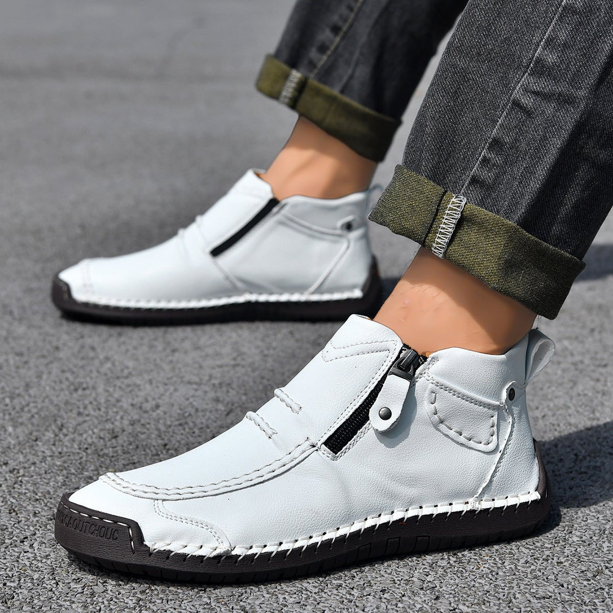 Men's Flats Ankle Boots Fashion Casual Side-zipper Boot Temperament Commuter Shoes | Luxury Home Accessories | Heulog Glow