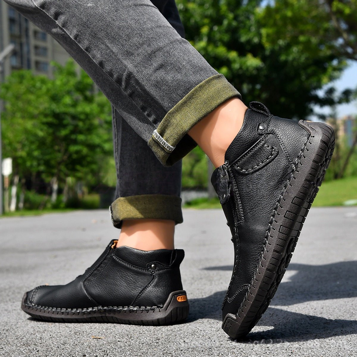 Men's Flats Ankle Boots Fashion Casual Side-zipper Boot Temperament Commuter Shoes | Luxury Home Accessories | Heulog Glow