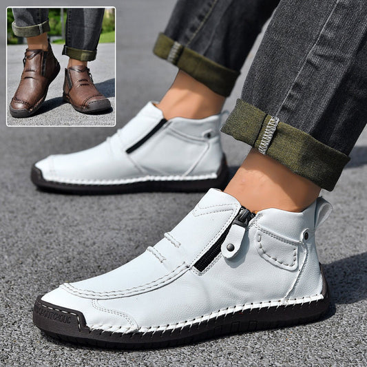 Men's Flats Ankle Boots Fashion Casual Side-zipper Boot Temperament Commuter Shoes | Luxury Home Accessories | Heulog Glow
