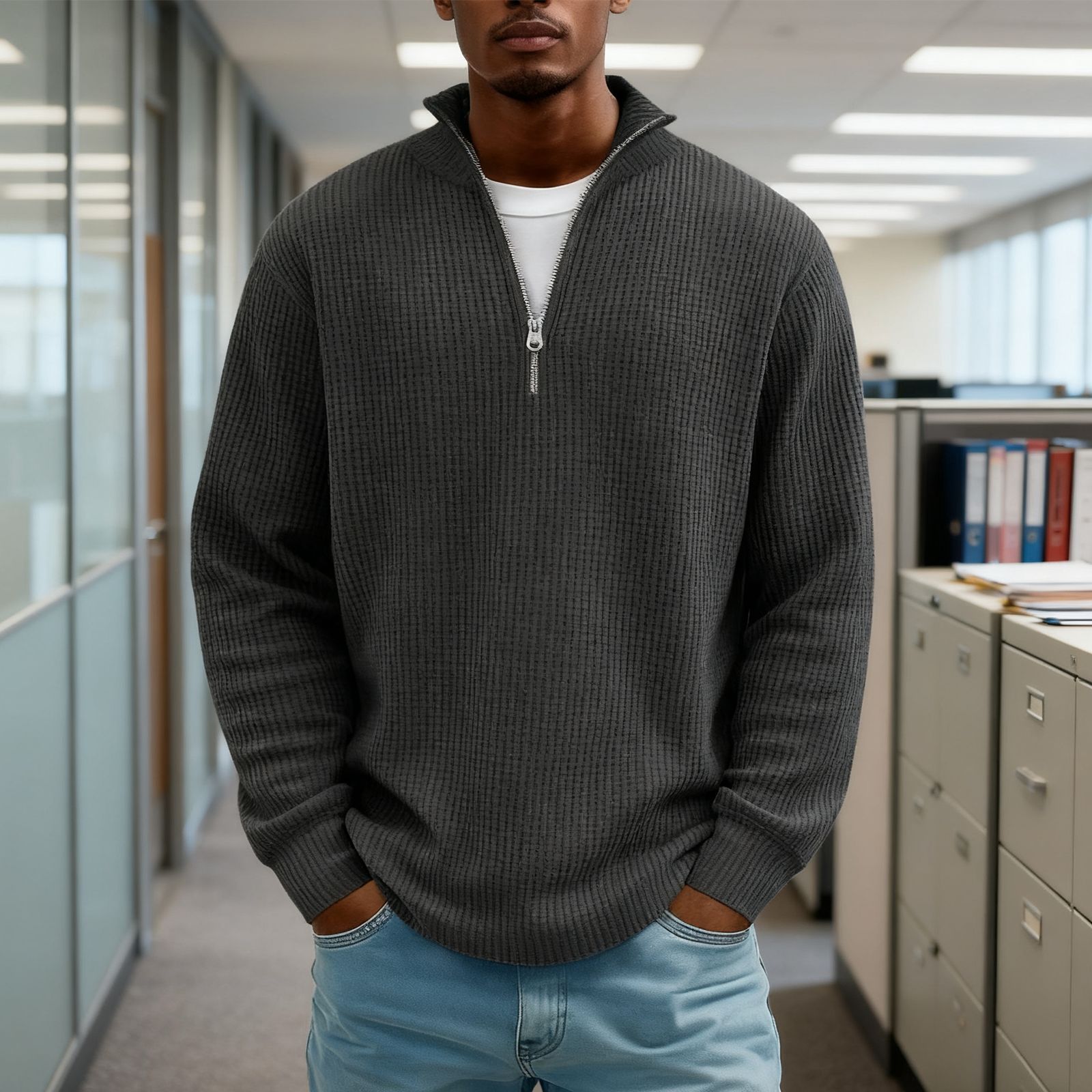 Men's Hoodie Waffle Knit Pullover | Luxury Home Accessories | Heulog Glow
