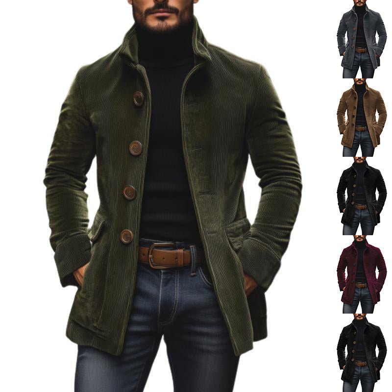 Men's Jacket Winter Stand Collar Button-up Coat Casual Blazer Outerwear Clothing | Luxury Home Accessories | Heulog Glow