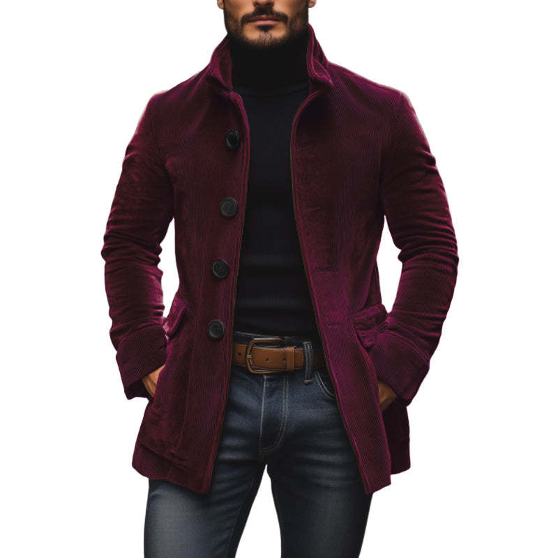 Men's Jacket Winter Stand Collar Button-up Coat Casual Blazer Outerwear Clothing | Luxury Home Accessories | Heulog Glow