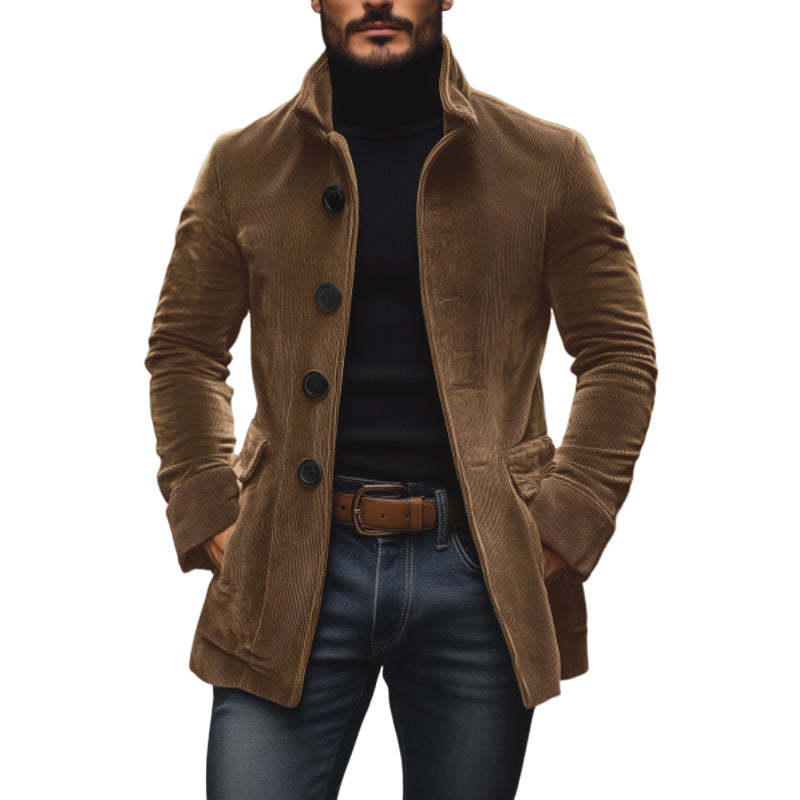 Men's Jacket Winter Stand Collar Button-up Coat Casual Blazer Outerwear Clothing | Luxury Home Accessories | Heulog Glow