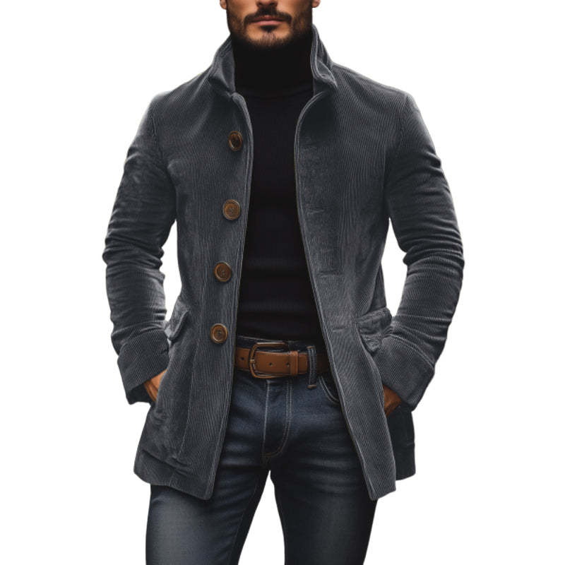 Men's Jacket Winter Stand Collar Button-up Coat Casual Blazer Outerwear Clothing | Luxury Home Accessories | Heulog Glow
