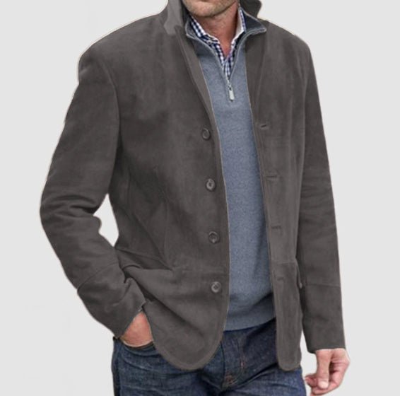 Men's Jacket Winter Stand Collar Button-up Coat Casual Blazer Outerwear Clothing | Luxury Home Accessories | Heulog Glow