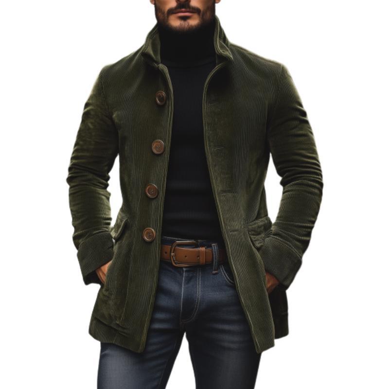 Men's Jacket Winter Stand Collar Button-up Coat Casual Blazer Outerwear Clothing | Luxury Home Accessories | Heulog Glow