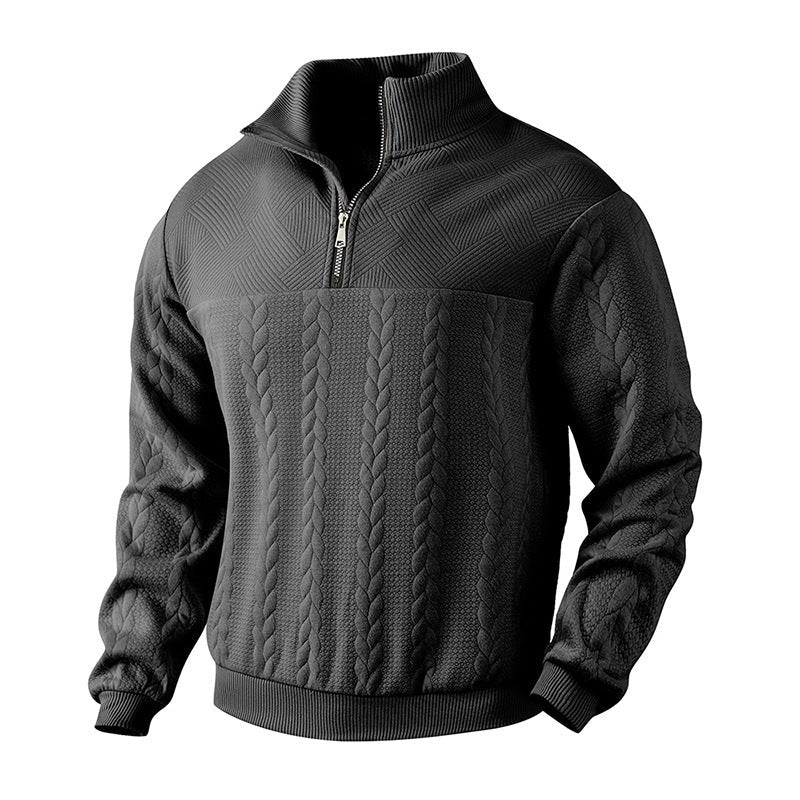 Men's Jacquard Fall Winter Long-sleeved Warm Pullover Hoodies Quarter-Zip Design Fashion Tops | Luxury Home Accessories | Heulog Glow