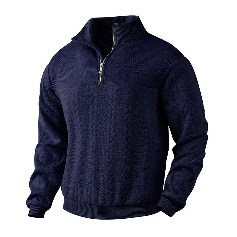 Men's Jacquard Fall Winter Long-sleeved Warm Pullover Hoodies Quarter-Zip Design Fashion Tops | Luxury Home Accessories | Heulog Glow