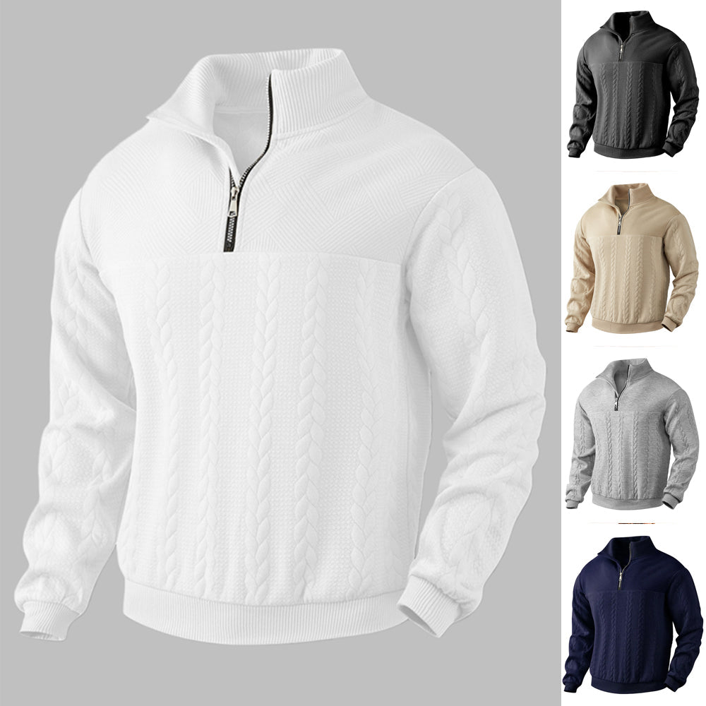 Men's Jacquard Fall Winter Long-sleeved Warm Pullover Hoodies Quarter-Zip Design Fashion Tops | Luxury Home Accessories | Heulog Glow
