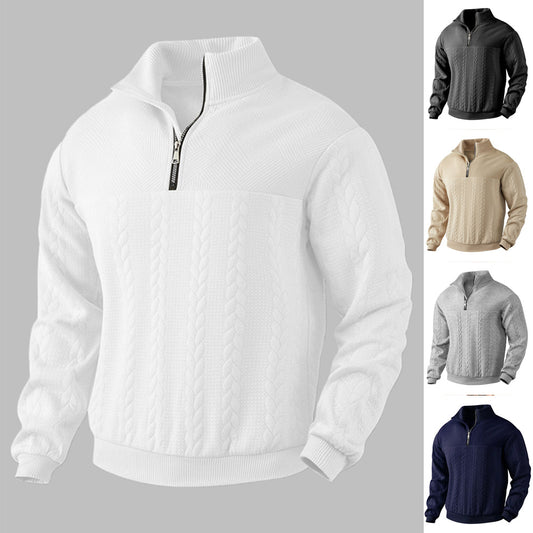 Men's Jacquard Fall Winter Long-sleeved Warm Pullover Hoodies Quarter-Zip Design Fashion Tops | Luxury Home Accessories | Heulog Glow