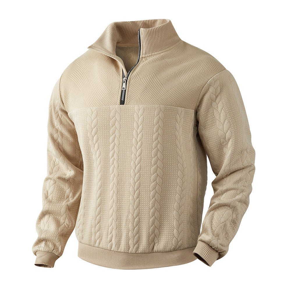 Men's Jacquard Fall Winter Long-sleeved Warm Pullover Hoodies Quarter-Zip Design Fashion Tops | Luxury Home Accessories | Heulog Glow