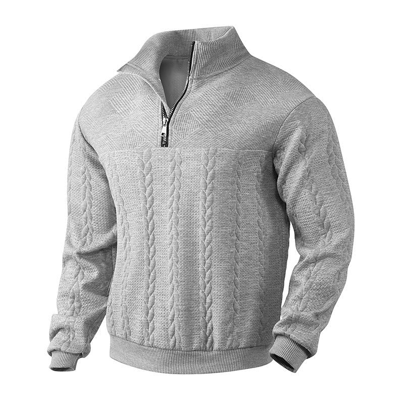 Men's Jacquard Fall Winter Long-sleeved Warm Pullover Hoodies Quarter-Zip Design Fashion Tops | Luxury Home Accessories | Heulog Glow