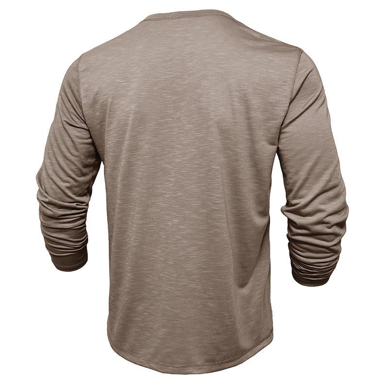 Men's Long-sleeved Henry Collar T-shirt | Luxury Home Accessories | Heulog Glow