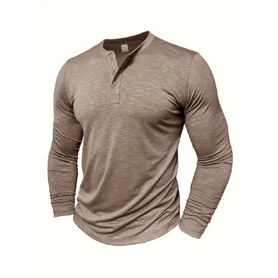 Men's Long-sleeved Henry Collar T-shirt | Luxury Home Accessories | Heulog Glow