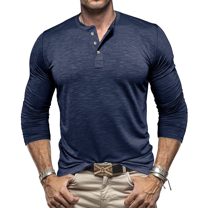 Men's Long-sleeved Henry Collar T-shirt | Luxury Home Accessories | Heulog Glow